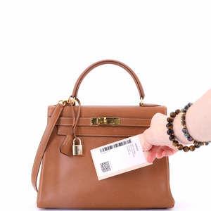 Hermes Kelly 28 Brown Courchevel with Gold Hardware